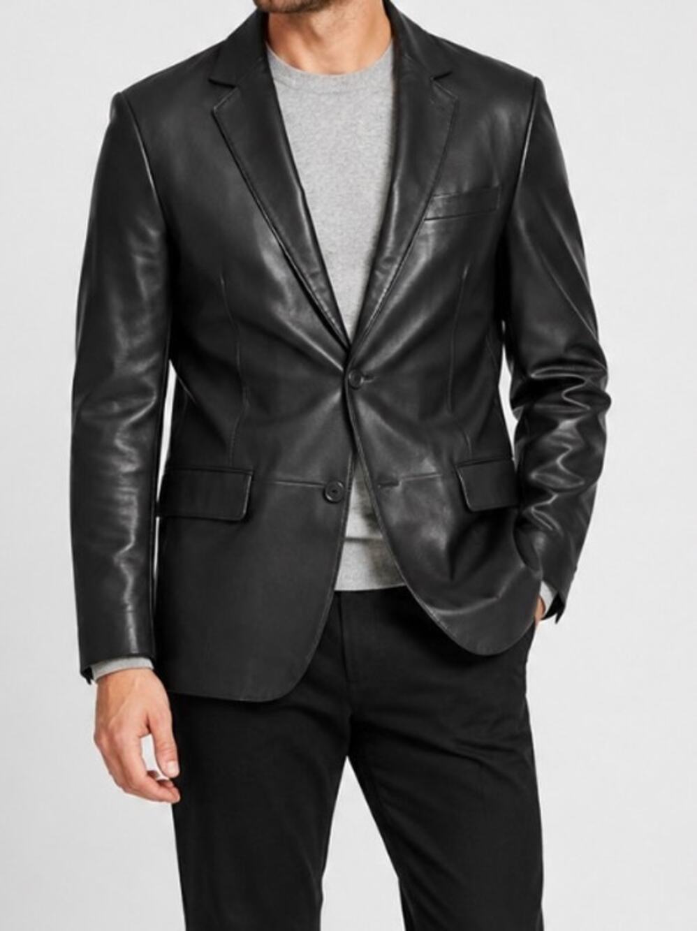 APT. 9 Men’s 40R Black Lambskin Leather Blazer Jacket NWT $325